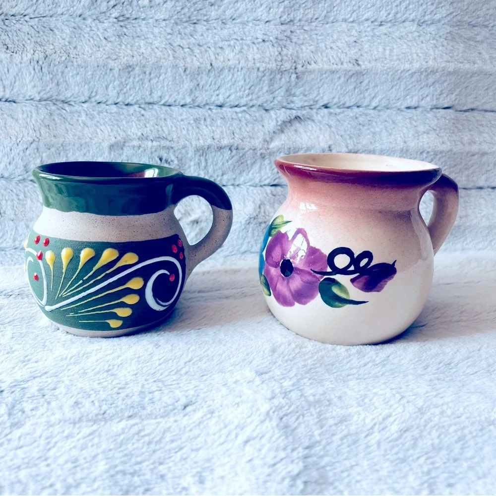 Hand painted Mexican pottery mugs